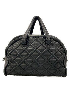 Chanel Handbag Black Silver Hidden Chain Bowler Bag Lambskin